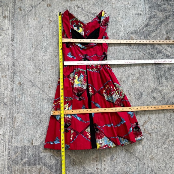 TRASHY DIVA HONEY BABY DRESS IN RED FANS SIZE 6 RETRO PIN UP ROCKABILLY 50s - Picture 7 of 8